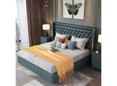 Schlafzimmer Bett Nachttische 3 tlg. Set Design Deko Luxus Betten Leder