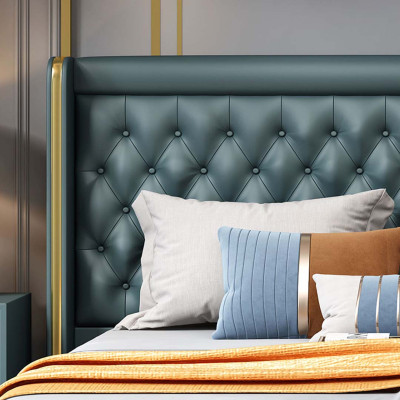 Schlafzimmer Bett Nachttische 3 tlg. Set Design Deko Luxus Betten Leder