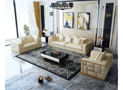 Design Sofa Couch Polster Sitz Garnitur 3+2+1+ Chaiselongue Leder Luxus