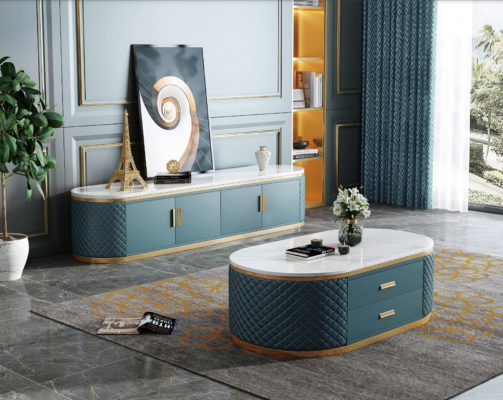 Hochwertige Wohnzimmer CouchTische - Oval Designer Edelstahl Tisch Luxus