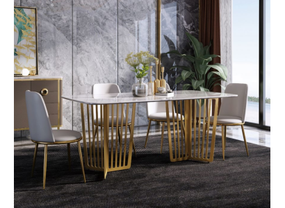 Komplett Set Esstisch + 4 Stühle Esszimmer Set Ess Deko Gruppe Holz Tisch