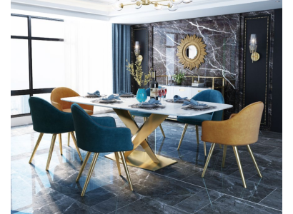 Italienische Stil Möbel Esszimmer Gruppe Sitz Polster Tisch Garnitur 7tlg.