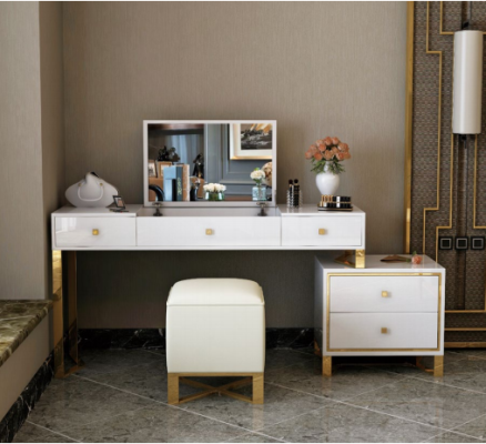 Schminktisch Spiegel Hocker Komplett Set Kommode Schlafzimmer Neu 3tlg.