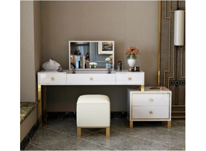 Schminktisch Spiegel Hocker Komplett Set Kommode Schlafzimmer Neu 3tlg.