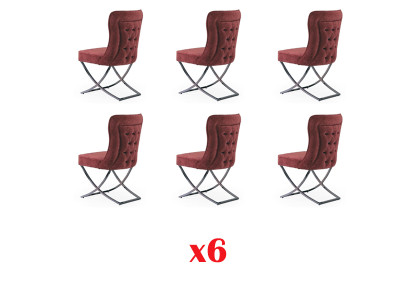 EssZimmer 6 Stühle Edelstahl Design Möbel Polsterstuhl italienischer Stil