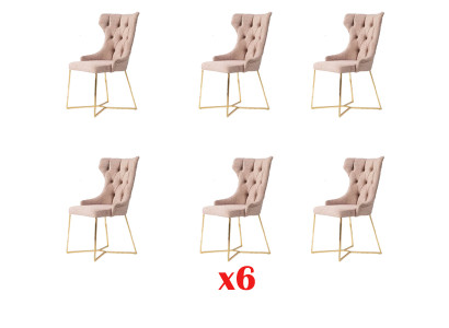 Lehn Stuhl Restaurant Industrie 6x Design Stühle Sitz Polster Set Chesterfield