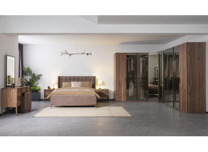 Schlafzimmer Glas Schrank Nachttisch Kommode Hocker Komplettes Set 6tlg. Holz