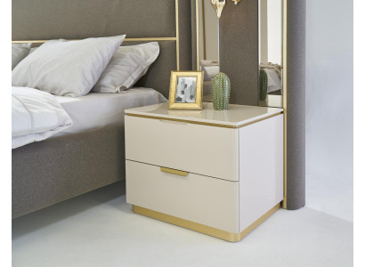 Schlafzimmer Konsolen Nachttisch Set 2x Nachttische Luxus Hotel Möbel Beige Neu