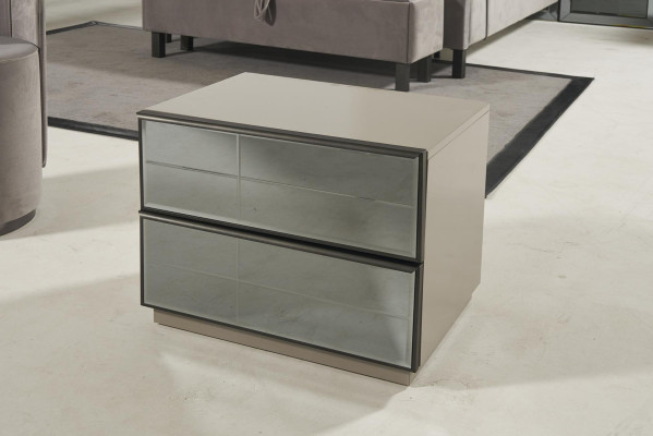 Luxus Glas Schlafzimmer Bett Nachttisch Eckschrank Kommod Spiegel Hocker Grau