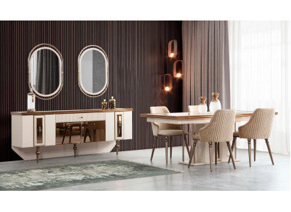 Luxus Esszimmer Set Kommode Sideboard Tisch 4x Stuhl Garnitur 8tlg