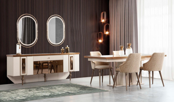 Esszimmer Set 4x Lehnstühle Esstisch Design Möbel Essgruppe Stuhl 5tlg.