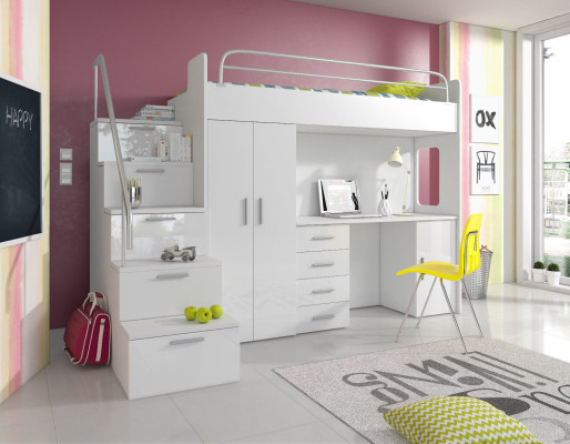 Jugendbett Komplett Schlafzimmer Design Kinder Bett Betten Schrank Tisch GRAU