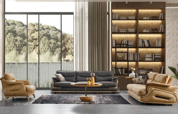 Design Sofagarnitur 4+3+1 Leder Sofa 3 tlg. Set Couchen Sofas Couch