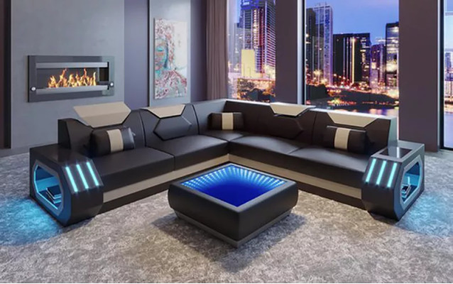 Ecksofa Lederpolster Design Wohnzimmer Eckcouch Couch Sofa L Form Wohnlandschaft
