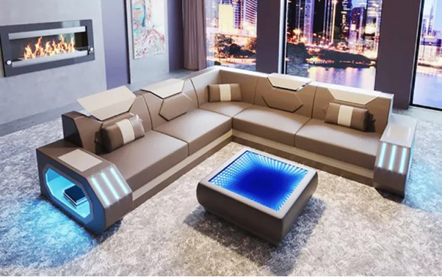 Ecksofa Lederpolster Design Wohnzimmer Eckcouch Couch Sofa L Form Wohnlandschaft