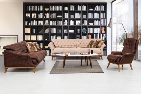 Braune Couch Sofa Wohnzimmer Couchen Polster Möbel Dreisitzer 221cm