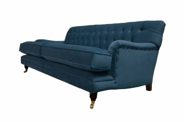 Dreisitzer Couch Polster Design Sofa Blau Sitz Sofas Möbel Chesterfield
