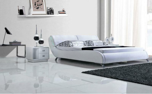 Designer Bett Betten Ehebett Doppelbett Schlafzimmer Polsterbett Lederbett