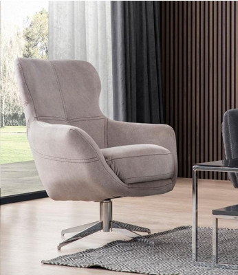 Drehbarer Sessel Relax Club Sofa Einsitzer Couch Polster Möbel Beige