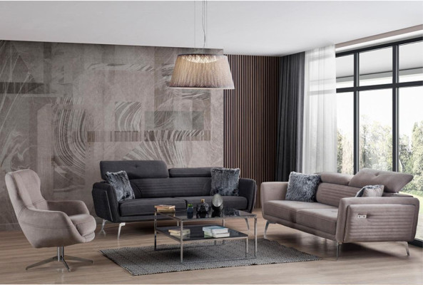 Drehbarer Sessel Relax Club Sofa Einsitzer Couch Polster Möbel Beige