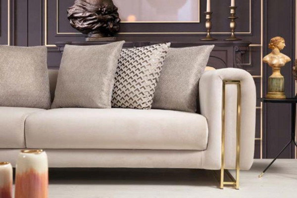 Design Textil 3 Sitzer Weiß Elegant Modern Sofa Polsterung Couch Neu Wohnzimmer