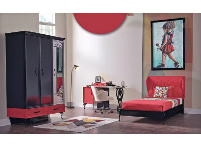 Kinder Schlafzimmer Rot Schwarz Klassische Komplettzimmer Schrank Bett