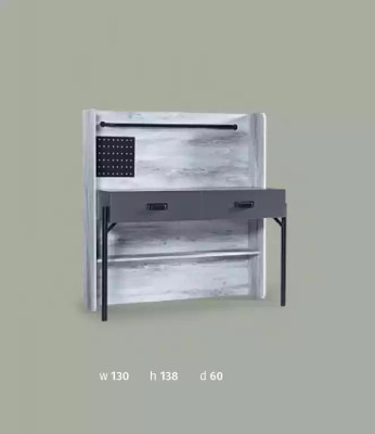 Graues Jugendzimmer Set Kinderzimmer Schlafzimmer Tisch Schrank Bett 3tlg.