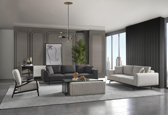 Sessel Ohrensessel Modern Stoff Wohnzimmer Polyester Weiß Design