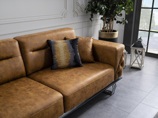 Viersitzer Sofa 4 Sitzer Sofas Kunstleder Braun Wohnzimmer Luxus