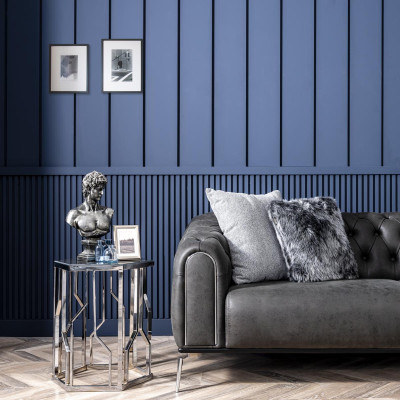 Schwarzes gerades Viersitzer-Sofa im Chesterfield-Stil für das Wohnzimmer