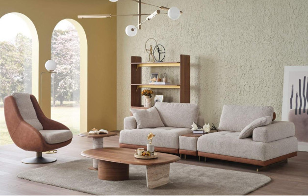 Modern Sofagarnitur 3+1 Sitzer Beige Design Set Wohnzimmer Sofa Couch