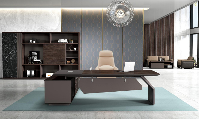 Büroeinrichtung 2tlg. Set Schreibtisch Tische Chef Tisch  Aktenschrank