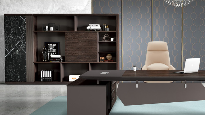 Büroeinrichtung 2tlg. Set Schreibtisch Tische Chef Tisch  Aktenschrank