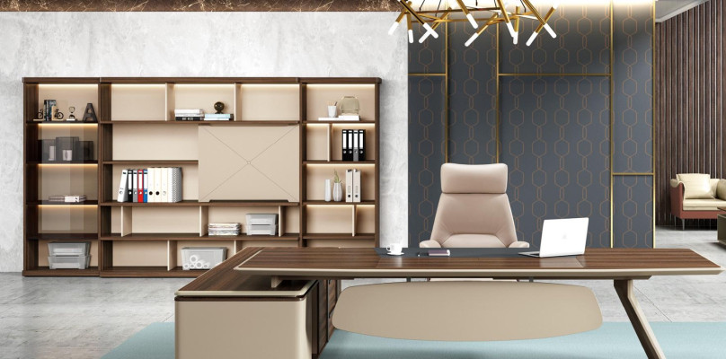 Design Eckschreibtisch Büro Einrichtung Chef Zimmer Möbel Tisch Büromöbel neu
