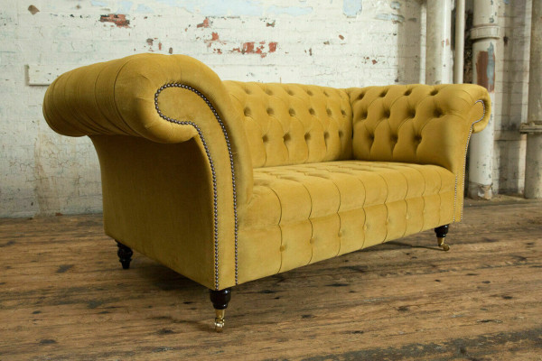 Designer Chesterfield Sofagarnitur Sofa Couch Polster Set in Samt 4tlg.