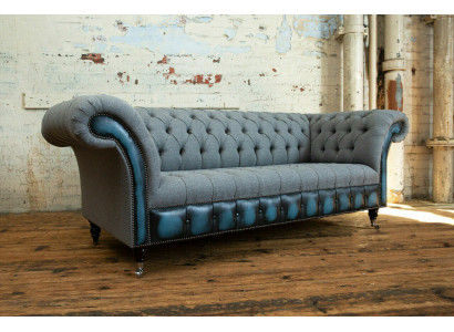 Designer Chesterfield graue Sofas Polster Couchen Textil Relax Möbel