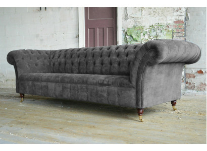 Dreisitzer Chesterfield Graue Couch Polster Sofas Moderne Couchen