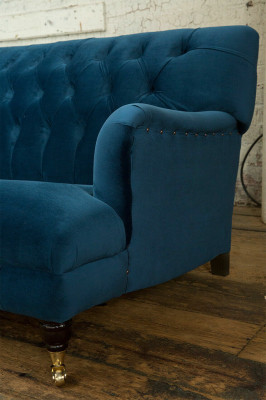 Großer blauer Chesterfield Viersitzer xxl Luxus Sofa Couch Polster Möbel