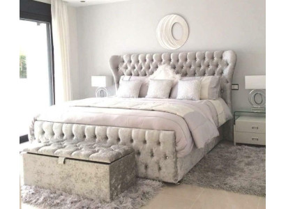 Chesterfield Designer Bett Schlafzimmer Textil Leder Polster 140/160/180/200 cm