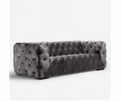 Graues Chesterfield Sofa Couch Polster Stoff Leder Couchen Polster Garnitur