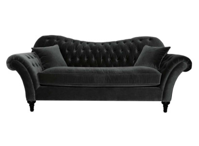 Couchen Polster Sofa Sofas Chesterfield Schwarz Dreisitzer Stoff Wohnzimmer Neu