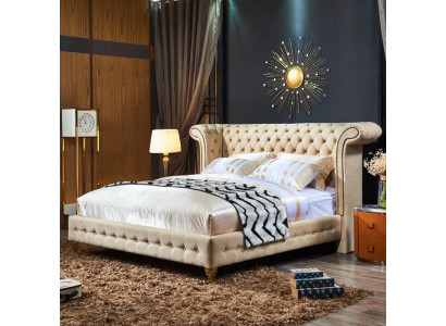 Chesterfield Design Polster Englisches Doppelbett Beige 140/160/180x200 cm