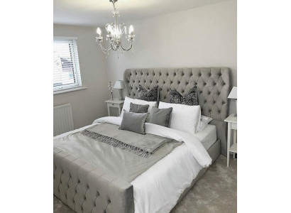 Chesterfield Designer Bett Schlafzimmer Textil Leder Polster 140/160/180/200 cm