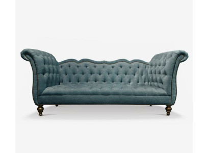 Englisches Luxus Sofa Chesterfield Bunte Textil Couch Turkis Blaue Grüne Couchen