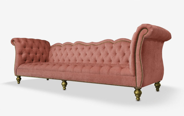 Englisches Luxus Sofa Chesterfield Bunte Textil Couch Turkis Blaue Grüne Couchen