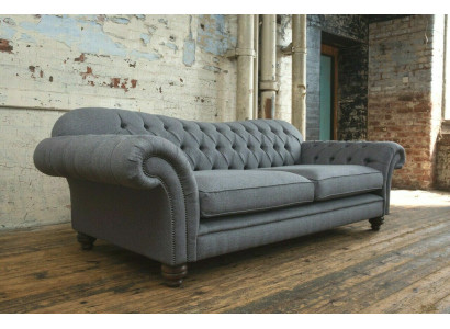 Sofa 4 Sitzer Couch design Chesterfield Sitz Garnitur Leder Textil Polster Neu
