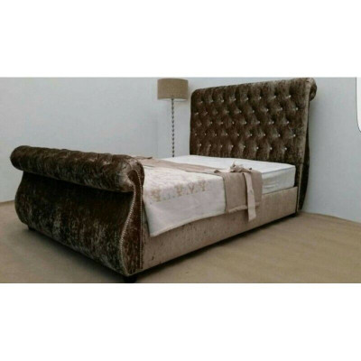 Chesterfield Design Bett Schlafzimmer Textil Samt Leder Polster Hotel Betten Neu