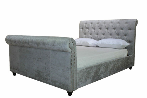 Design Chesterfield Bett Textil Samt Polster Leder Hotel Betten Schlafzimmer Neu