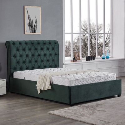 Modernes grünes Chesterfield Doppelbett Designer Luxus Betten