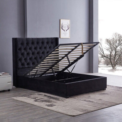 Modernes schwarzes Chesterfield Luxus Bett Textil Doppelbetten